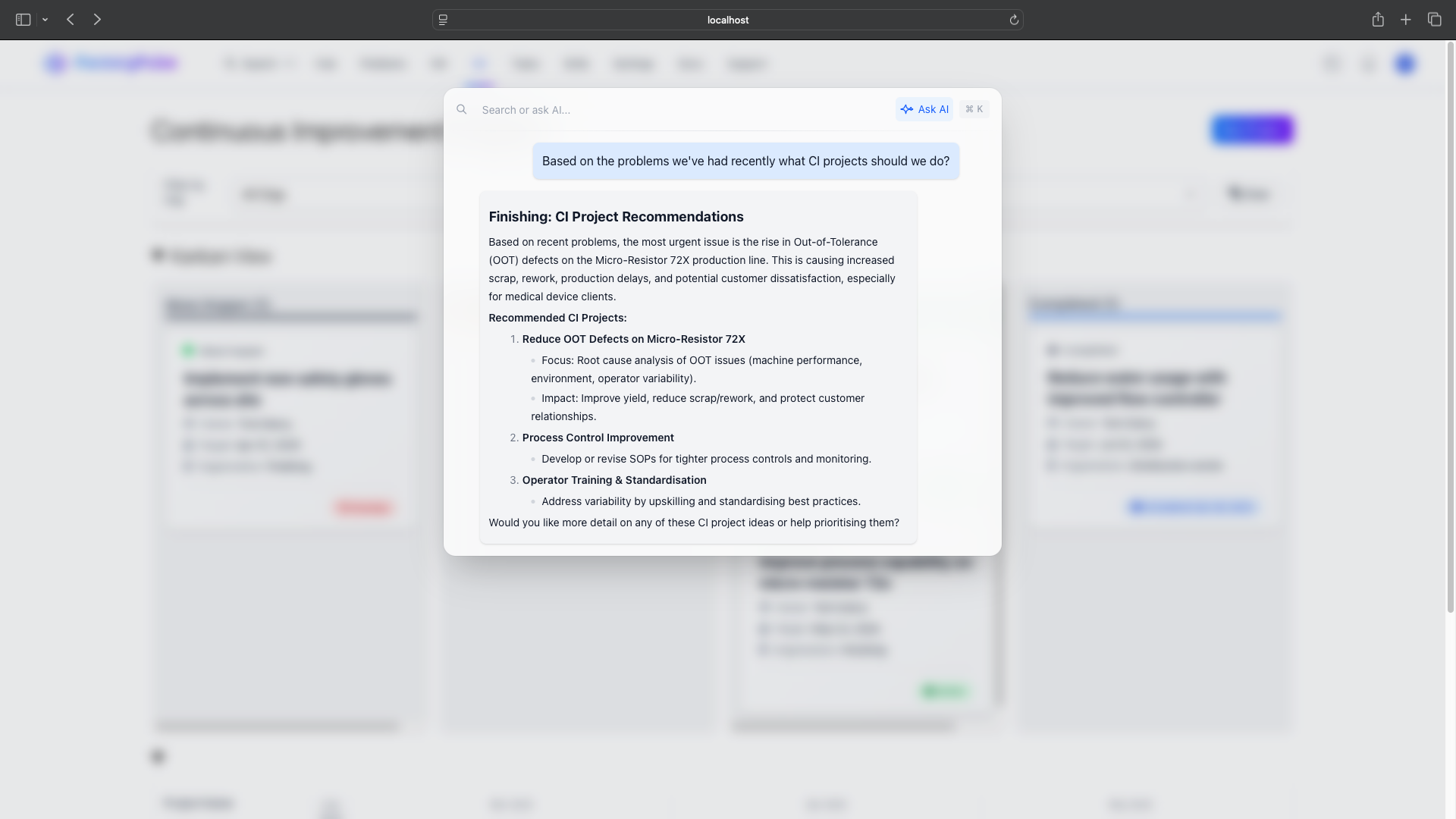 AI-Driven CI Opportunity Finder & Impact Analysis screenshot