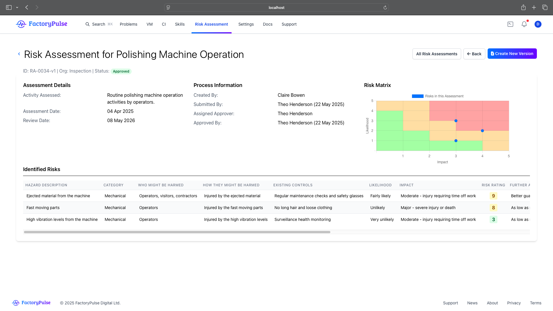 Access detailed risk assessments screenshot